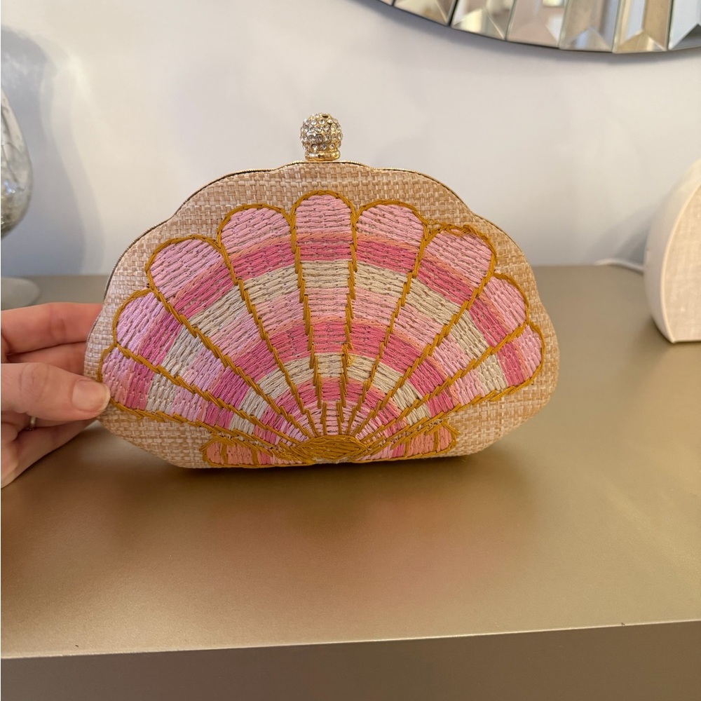 Isaac Mizrahi Gold and Cream Clutch